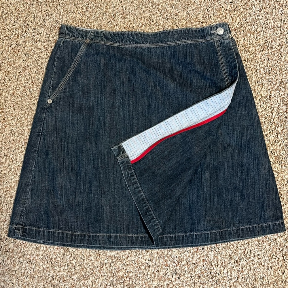 Levi's Blue and White Mini Wrap Skirt Casual A-Line